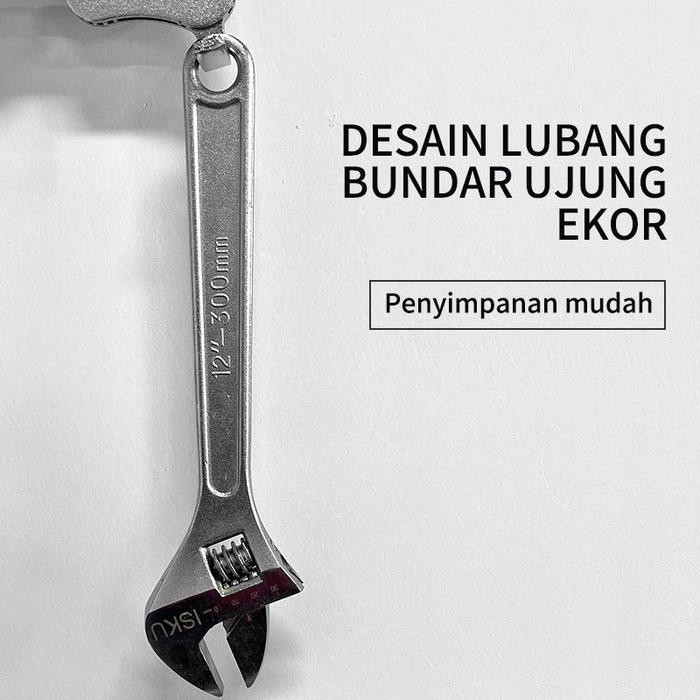 ISKU Kunci Inggris 8"-12'' / Tools- Alat Perkakas Adjustable Wrench logam