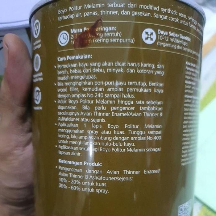 (Expert) CAT KAYU POLITUR PLITUR KAYU BOYO MELAMIN 1 LTR PINTU KURSI JENDELA MEJA ALMARI KUSEN