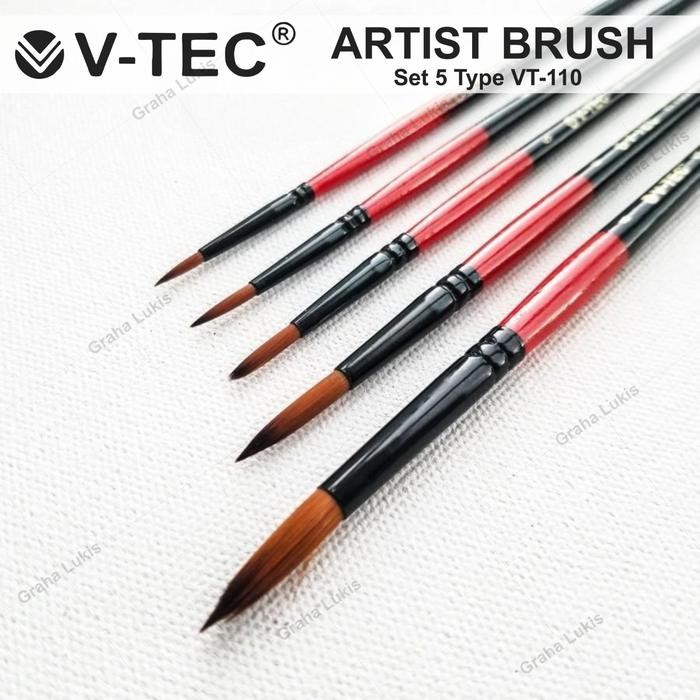 

Promo V-Tec Round Brush Vt-110 Set 5 / Kuas Lukis Set 5 Tbk