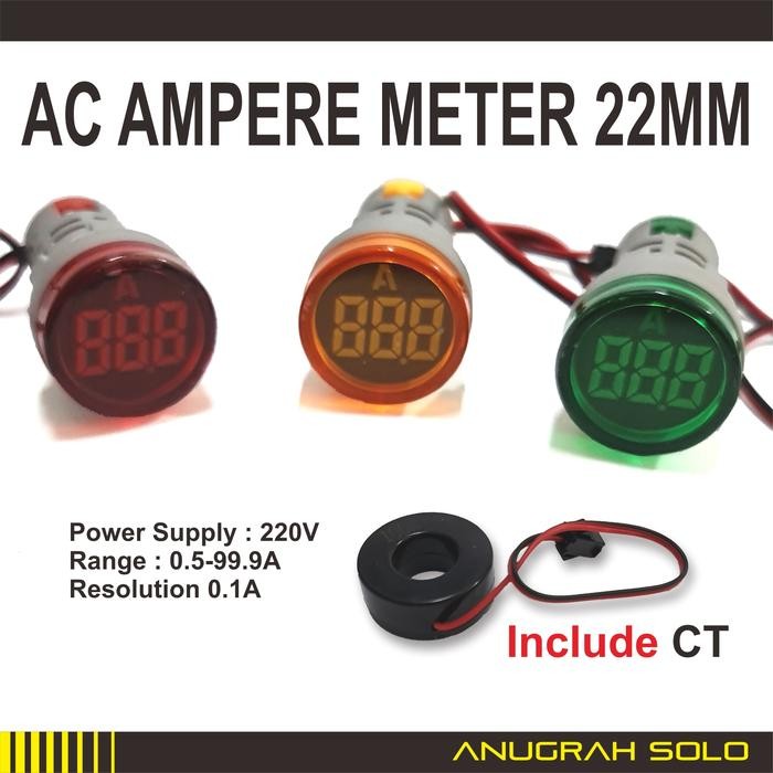 (Expert) AC Ampere Meter 22mm Pilot Lamp Digital Ampere 0-100A