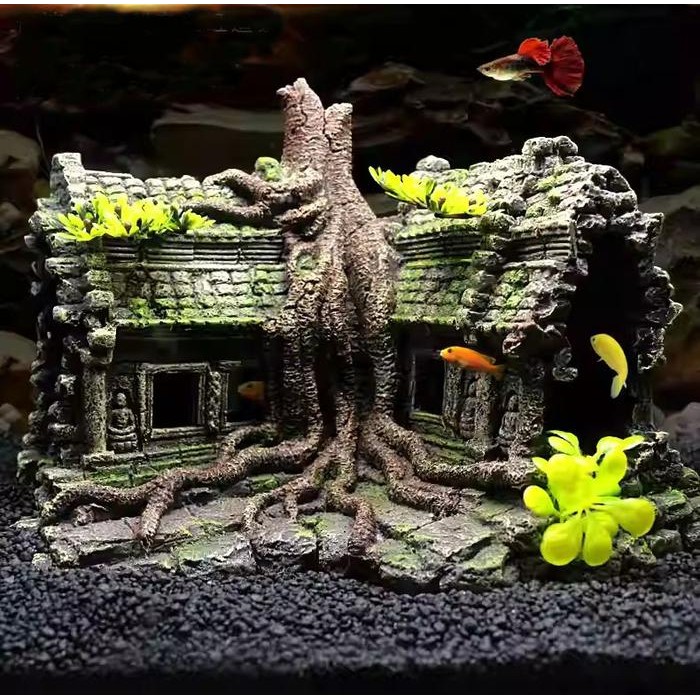 Hiasan aquarium Kuil Akar, dekorasi aquarium kuil berakar, kuil akar, hiasan aquarium kuil angkor