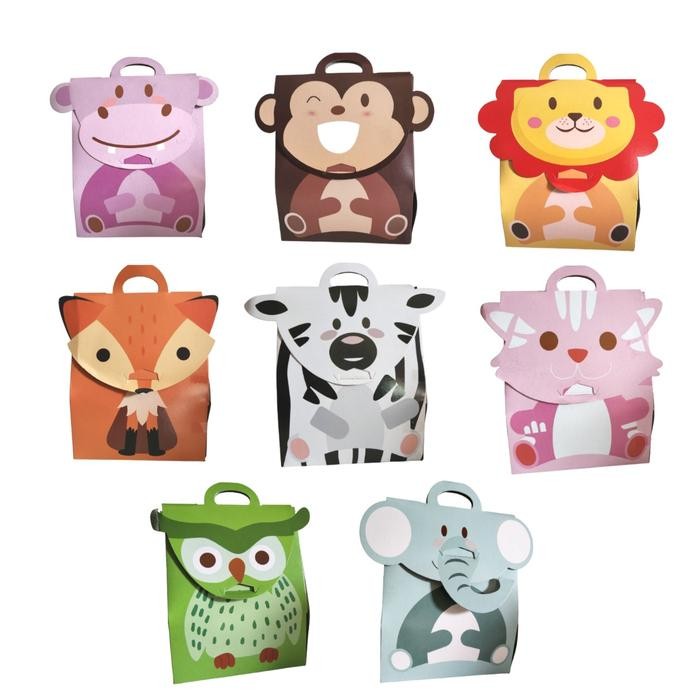 Goodie Bag Tas Bingkisan Ultah Lucu Paper Box Animal Premium