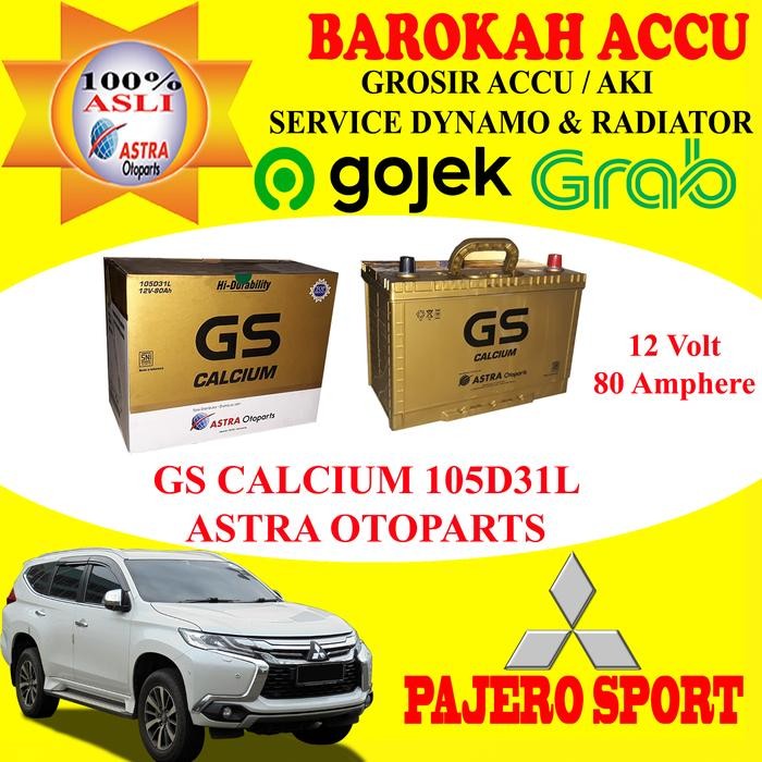 Aki Gs Astra Mobil Mitsubishi Pajero Sport Gs Calcium 105D31L , 80 Ah