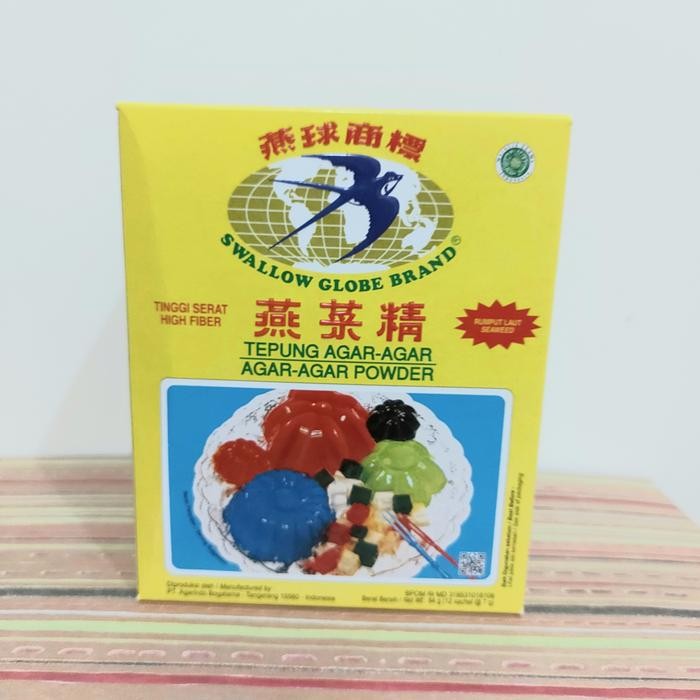 

Agar agar Swallow Globe Putih box 7gr x 12 sachet Putih Bening