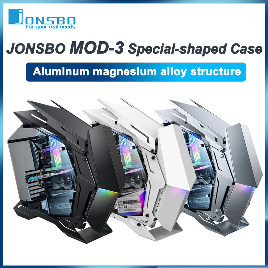 JONSBO MOD-3 Special-shaped Case All Aluminum Tempered Glass E-sports Mecha Theme Chassis E-ATX