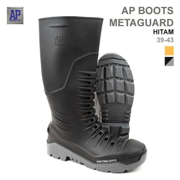 Ready- Sepatu Ap Boots Metaguard Hitam Sepatu Boot Pertukangan Ujung Besi Metaguard Hitam