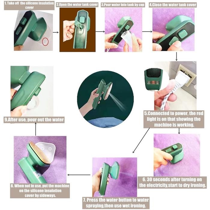 Setrika Uap Mini Listrik Tanpa Kabel - Setrika Portable - Setrika Traveling - Setrika Baju Tanpa