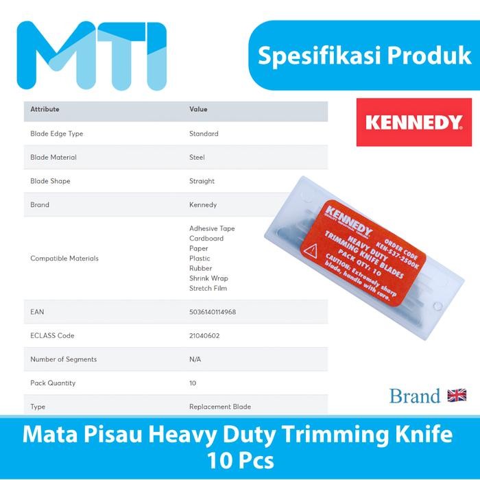 

KENNEDY MATA PISAU CUTTER HEAVY DUTY 10 PCS TRIMMING KNIFE BLADES KODE 950