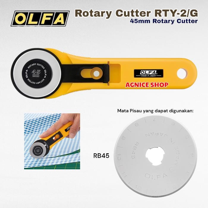 

OLFA PEMOTONG KAIN ROTARY CUTTER 45MM RTY-2/G KODE 865