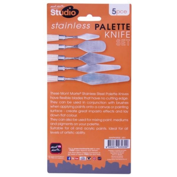 

MONT MARTE PALETTE ART KNIFE SET 5 PISAU LUKIS STAINLESS GAGANG KAYU MYARTS KODE 311