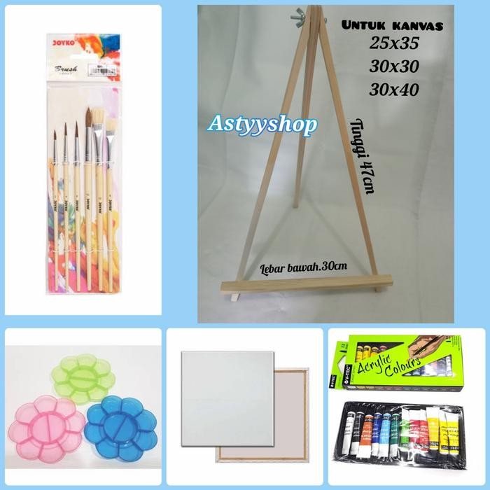 

Paket Lukis Lengkap (kanvas 30x40.kuas.palet.cat akrilik.easel