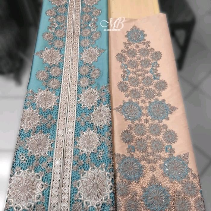 Bahan Baju Abaya Taveta Bordir Dan Payet/Bahan Taveta Silky/Motif Bordir Mewah dan Berpayet/Motif