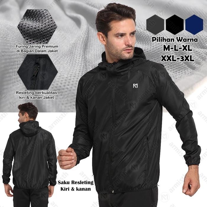 Jaket Olahraga Parasut Premium Pria Wanita / Jacket Running Sauna