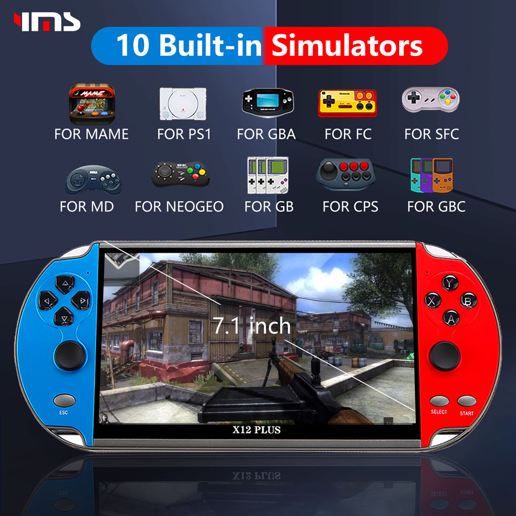 X7/X12 Plus Video Game Console Built-in 10000 Games 7.1/5.1/4.3 Inch