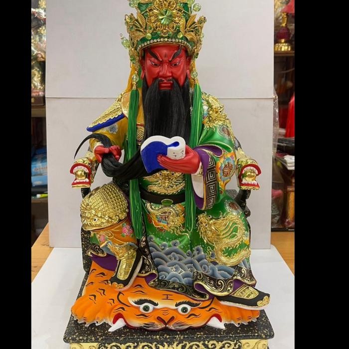 Patung Kwan Kong / Kuan Kong Duduk Pegang Buku 16 In Taiwan