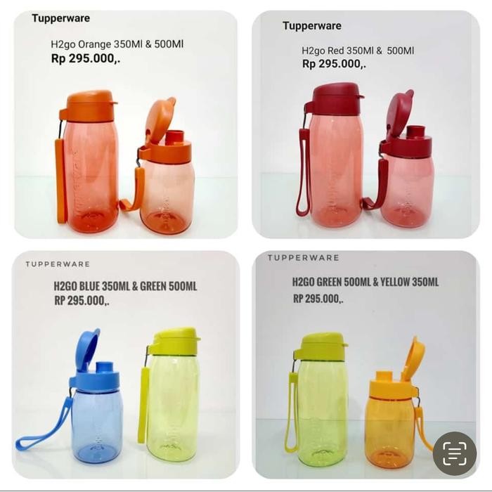 Tupperware Botol Minum H2Go 350Ml & 500Ml 2Pcs