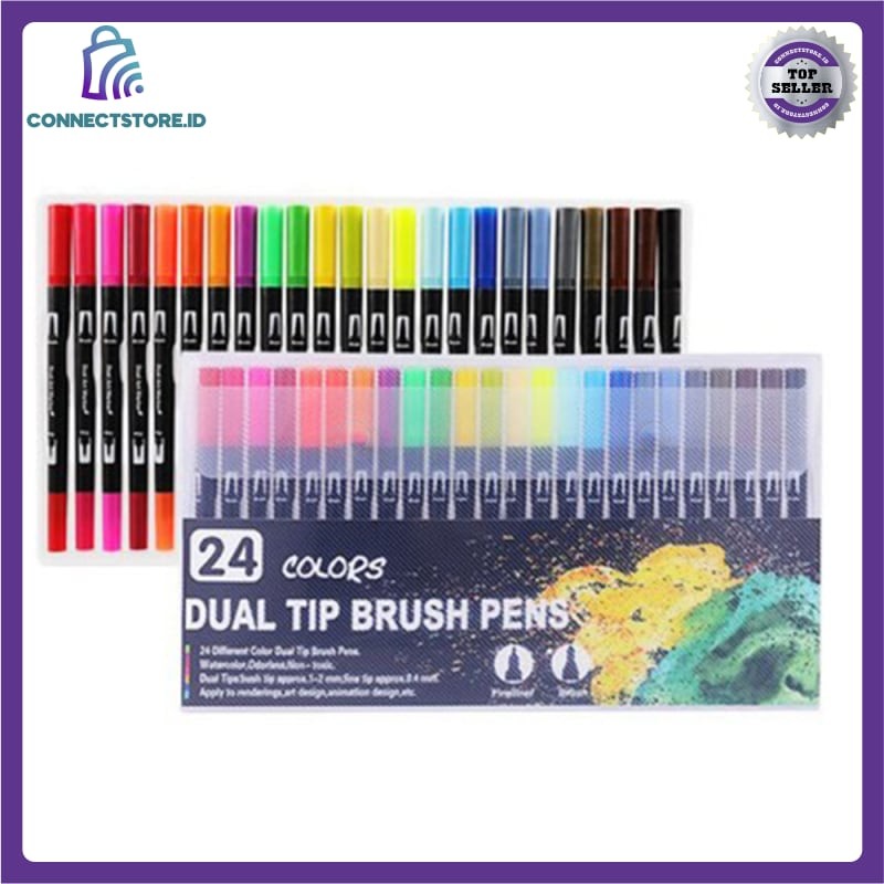 

Spidol Double Head Drawing Pen Fine Art Watercolor Set-Multi Warna-24 Color