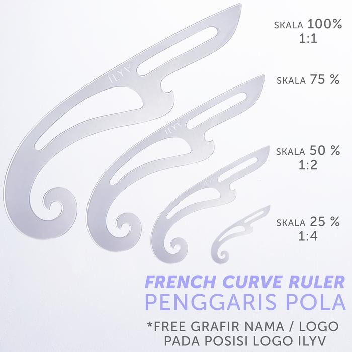 

Penggaris pola jahit lengkung / french curve ruler skala besar & kecil