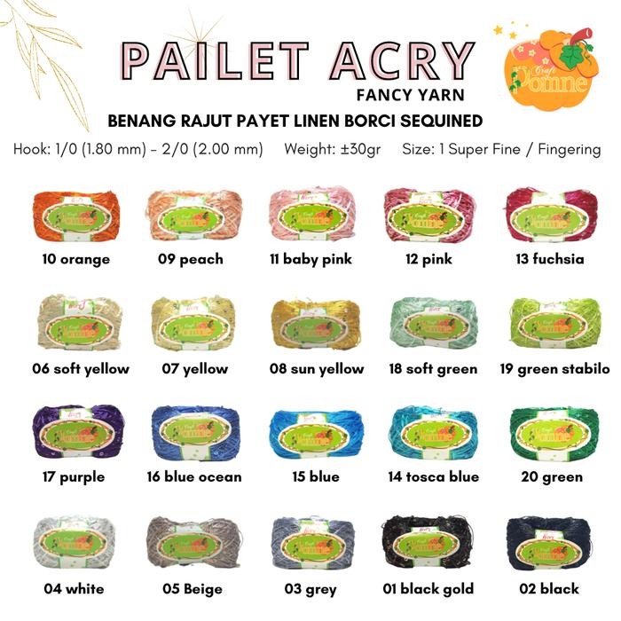 

FANCY YARN: PAILET ACRY - Benang rajut payet Linen Borci Sequined