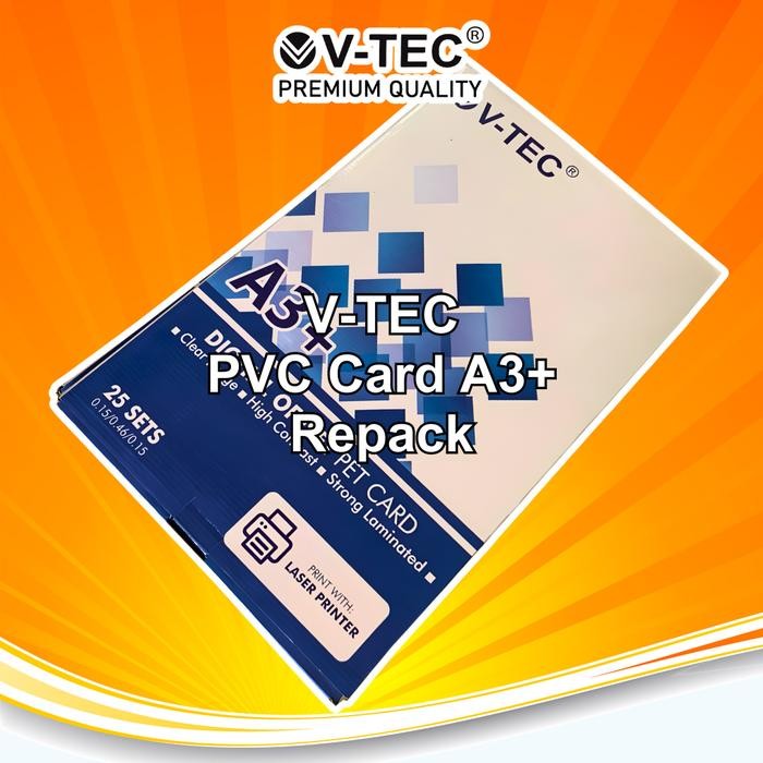 

VTEC PVC ID Card PET Instant Laser A3+ Digital Print ID Card 3 Layers 0.76mm - Repack 5 Set