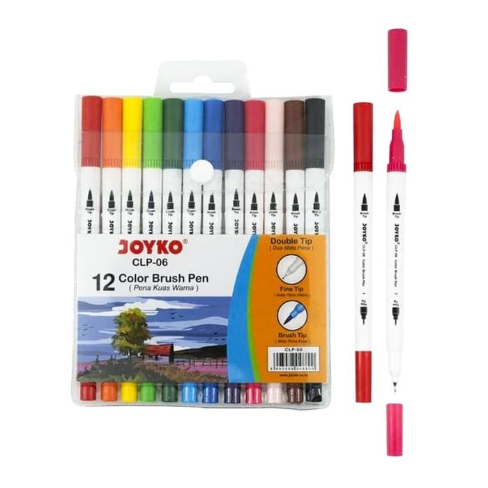 

Joyko Double Tip Brush Pen Set 12 Colors (CLP-06)