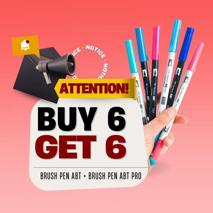 

[ Buy 6 GET 6 ] Tombow ABT Dual Brush Pen ( RED SERIES )