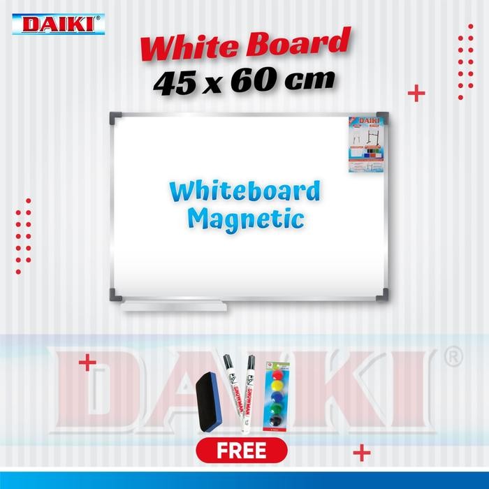 

Papan Tulis / Whiteboard Magnetic Daiki Gantung Uk 45X60 Cm