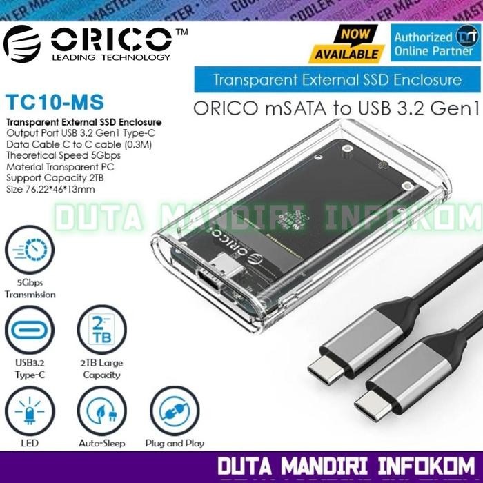 Promo Orico Tc10 Ms - Msata To Usb 3.2 Gen1 Transparent External Ssd Enclosure