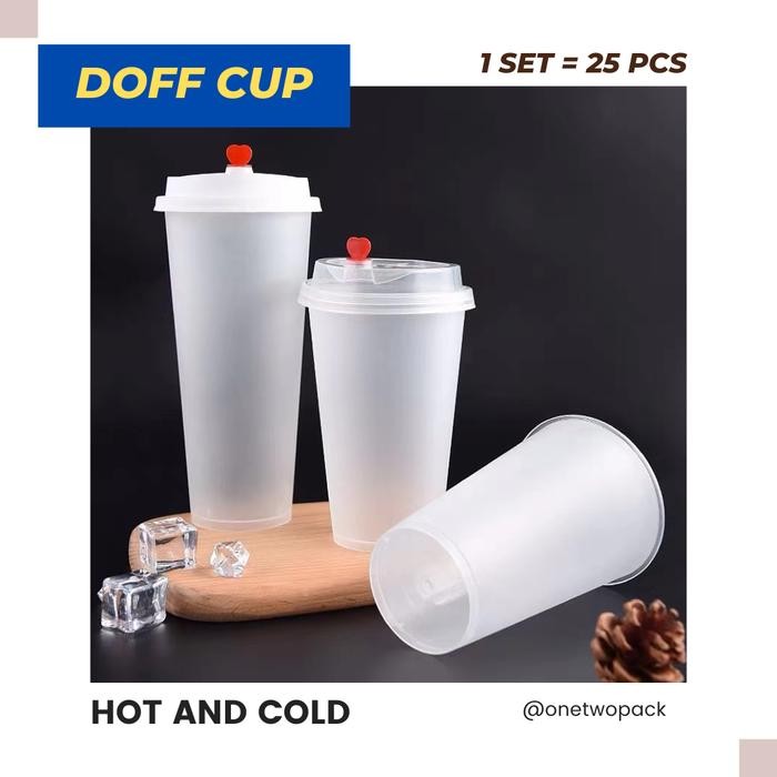 [25 Pcs] Gelas Plastik 500Ml Cup Pp Injection Cup Bahan Doff 16Oz Milk Tea Cup