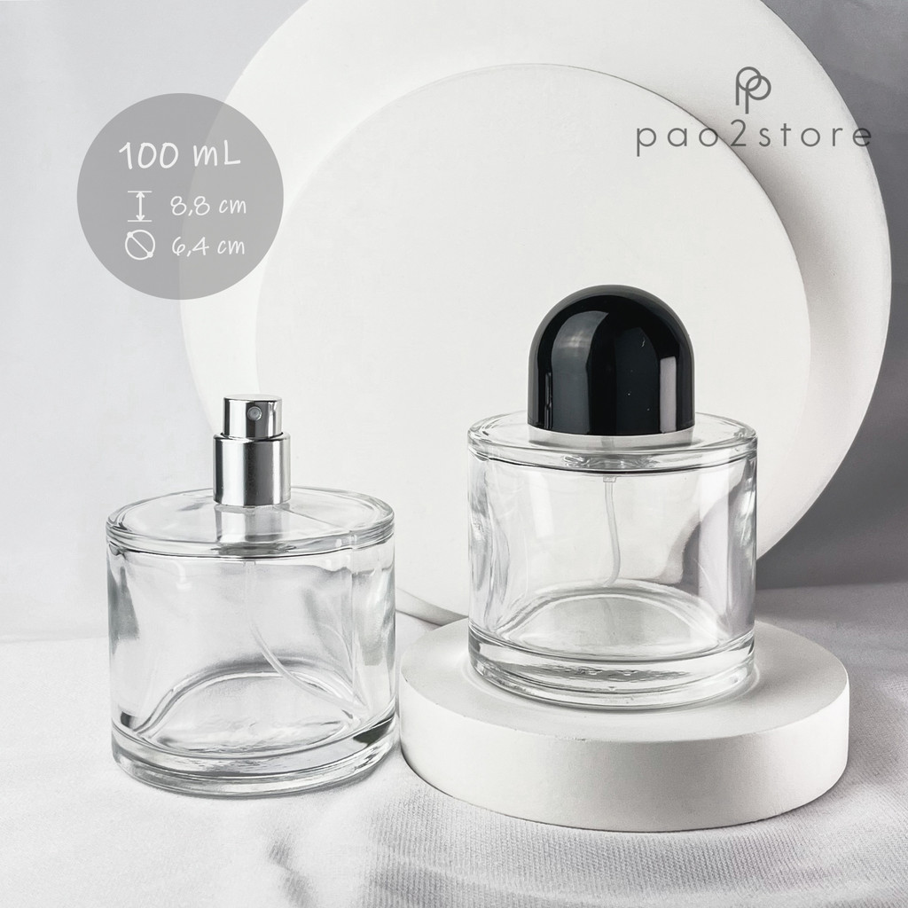 [ECER] Botol Spray 100ml Kaca Bulat Tebal - Refill Parfum Isi Ulang Unik - Drat / Ulir - BYR