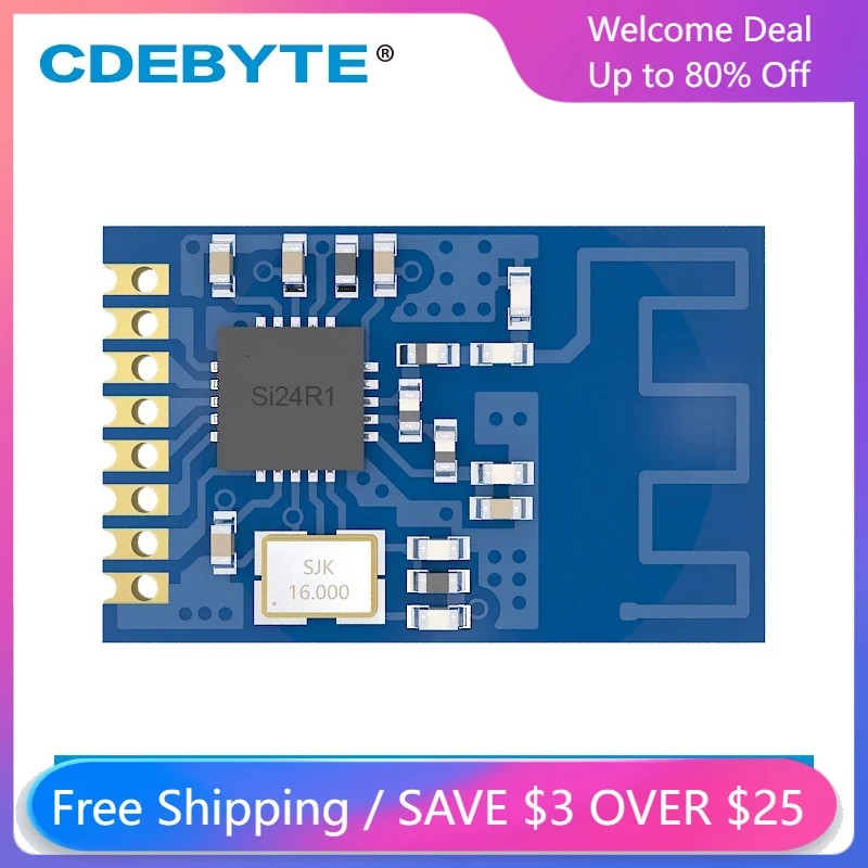 10PCS Si24R1 nRF24L01+GFSK 2.4GHz RF Module SPI E01C-ML01S SMD PCB