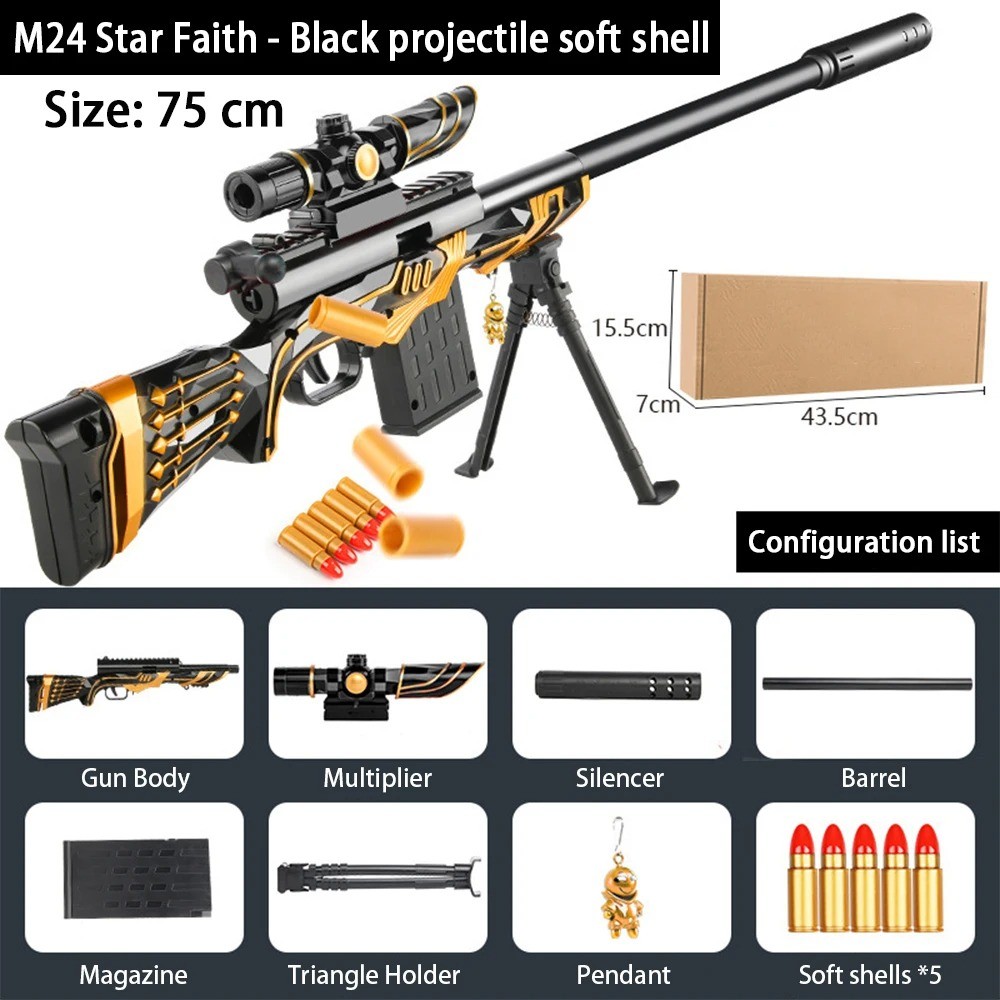 Shell Ejection Soft Bullet Sniper Gun Rifle Foam Darts Blaster Toy Gun For Boys Kids Adults Outdoor 