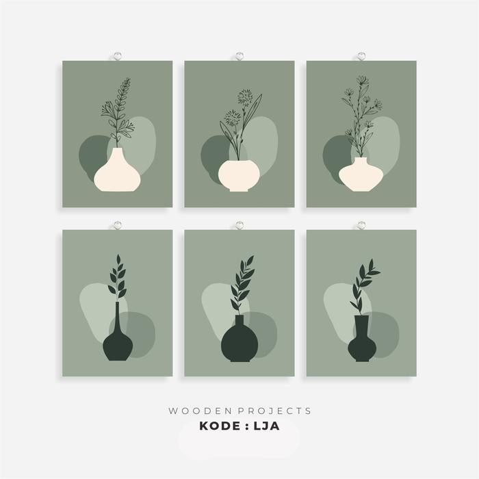 Wooden Projects Pajangan Dinding Minimalis Ruang Tamu Walldecor Sticker Japandi Series - LJA Besi