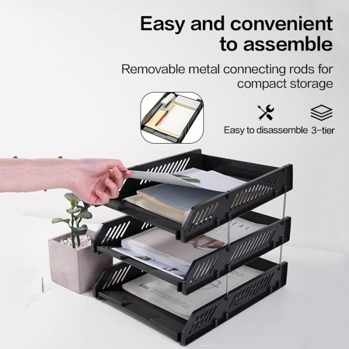 

Rak Berkas Dokumen Meja Kantor Buku Paper Tray Organizer 3 Susun Murah