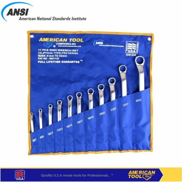 American Tool - American Tool 8921132 Set Kunci Ring Elliptical [11 Pcs] REAL