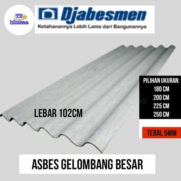 DKF9 Asbes Gelombang Besar 180Cm / 200Cm / 225Cm / 250Cm Djabesmen Asbes Gelombang Besar