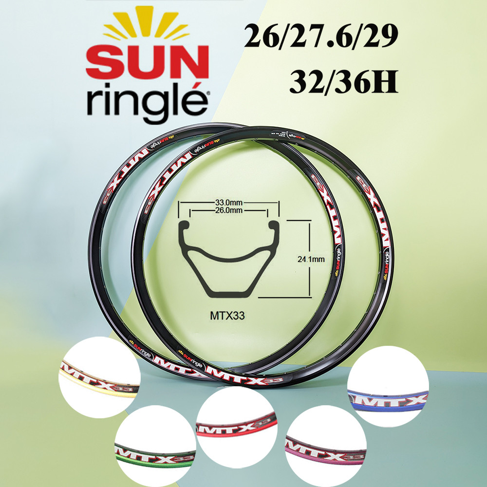 Sun ring Mtx33 rim DH fr am 32 holes Hoops MTB 26er 29er 27.5er Alloy Wheelset rims Welding Bicycle 