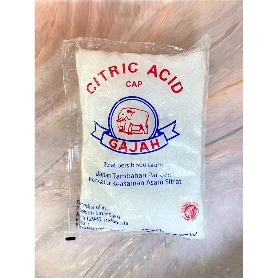 

Ready Citric Acid Cap Gajah 500Gr Sitrun Citrun Asam Sitrat