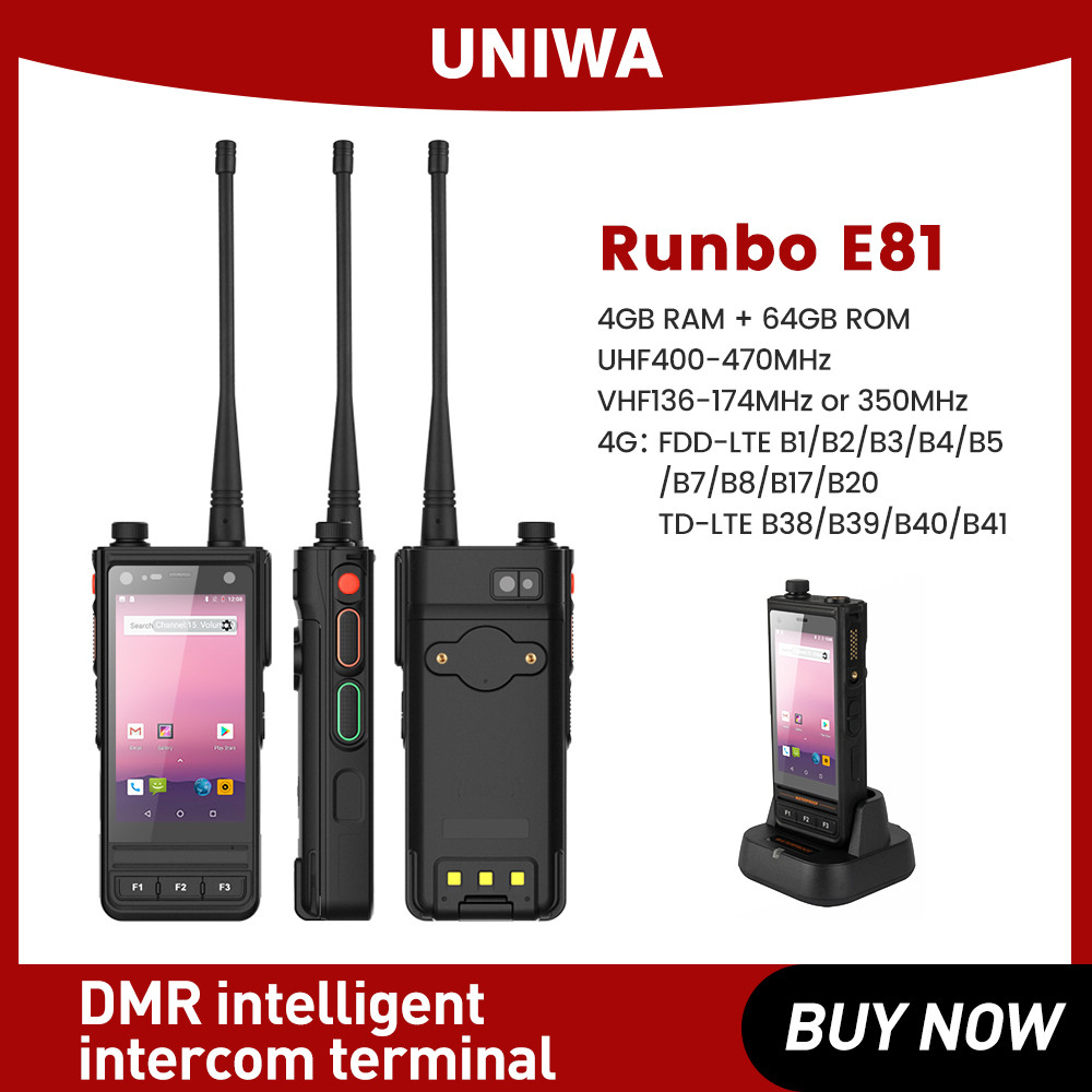 UNIWA RUNBO E81 Rugged 4G Smartphone DMR UHF VHF Walkie Talkie Phone