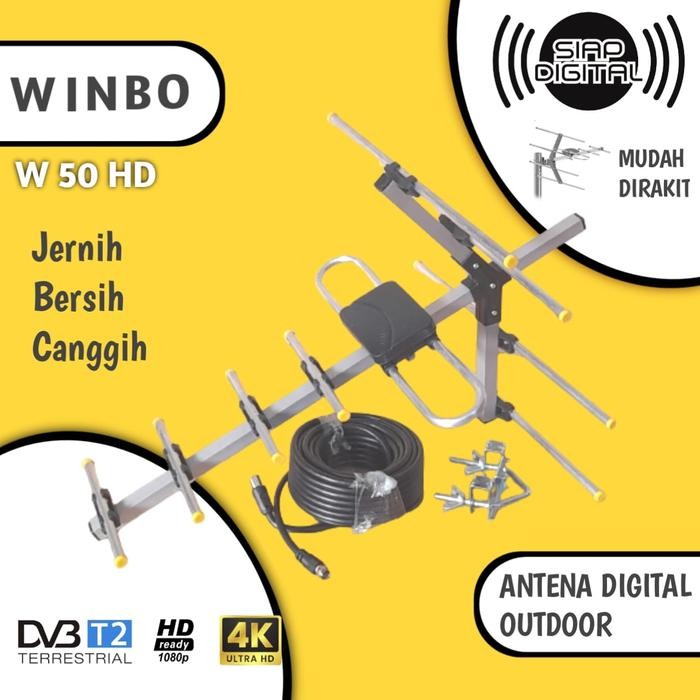 Sale Antena Tv Digital Outdoor Winbo + Kabel 10 Meter Antena Tv Luar Dv3T2