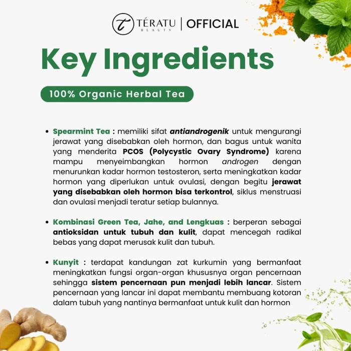 

NWFK Spearmint Tea Teratu Beauty Skin Health Tea - 30 Tea Bag (Teh Herbal Spearmint Untuk