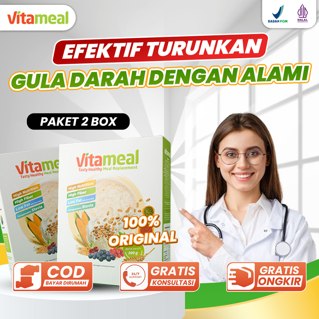 

[ORI GARANSI] Vitameal 2 BOX – Sereal Tinggi Serat untuk Mengontrol Gula Darah, Mengurangi Gejala Diabetes, dan Membantu Regenerasi Pankreas Secara Alami FITAMEAL GERD