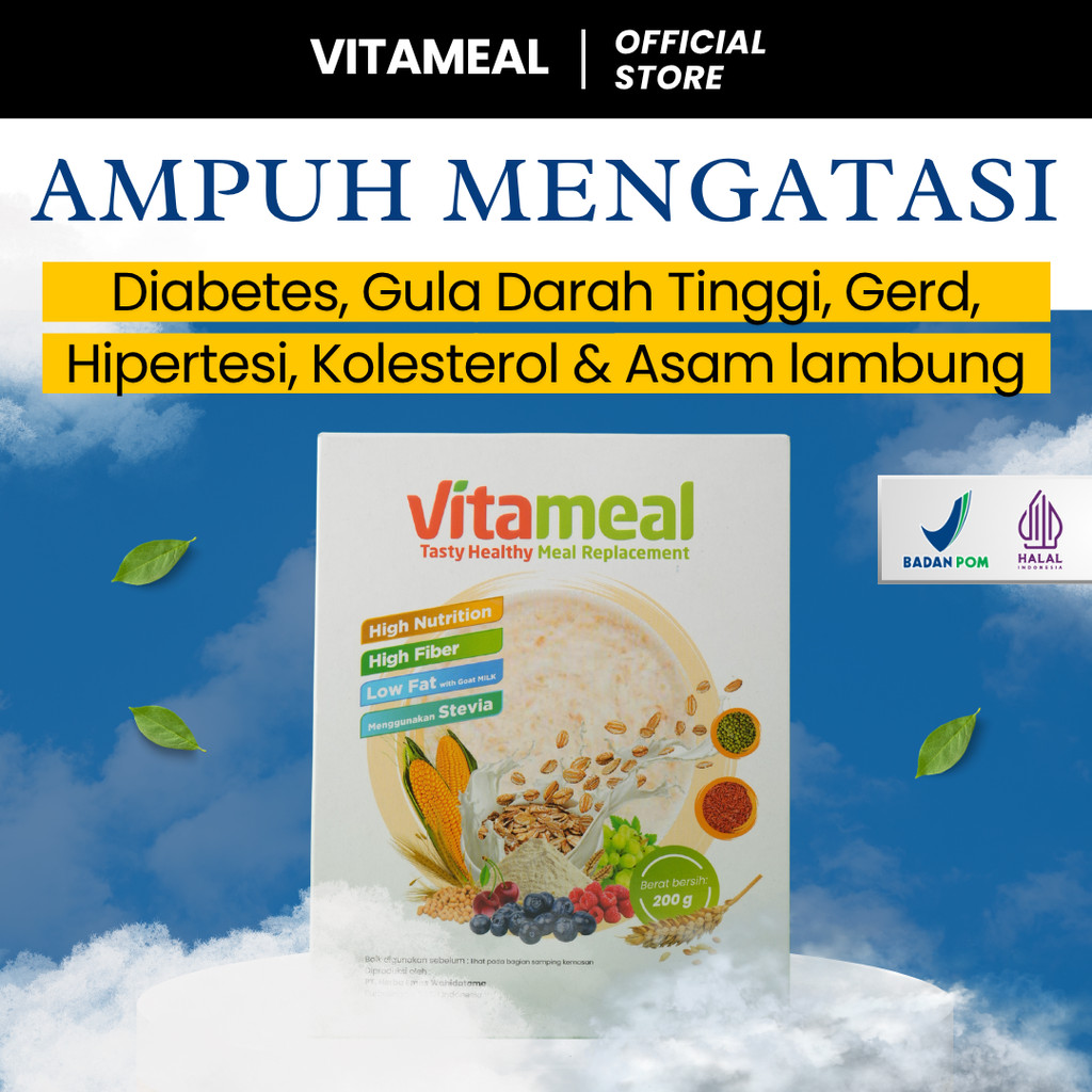

Vitameal Sereal Susu Original Khusus Diabetes Turunkan Gula Darah Tinggi Hipertensi Kolesterol Sembuhkan Asam Lambung VITAMIL KEBAS