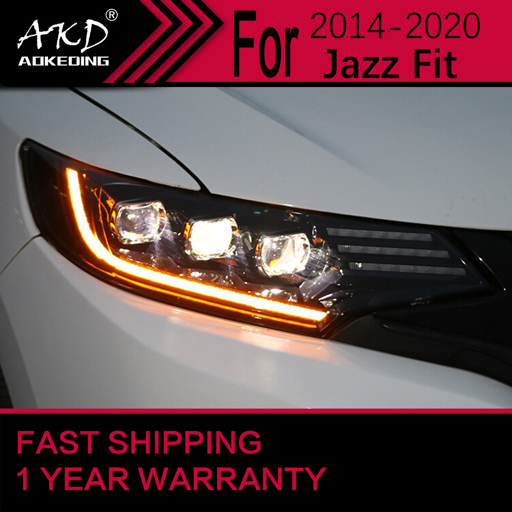 Car Lights for Honda Jazz Fit GK5 Headlight 2014-2020 Head Lamp Drl