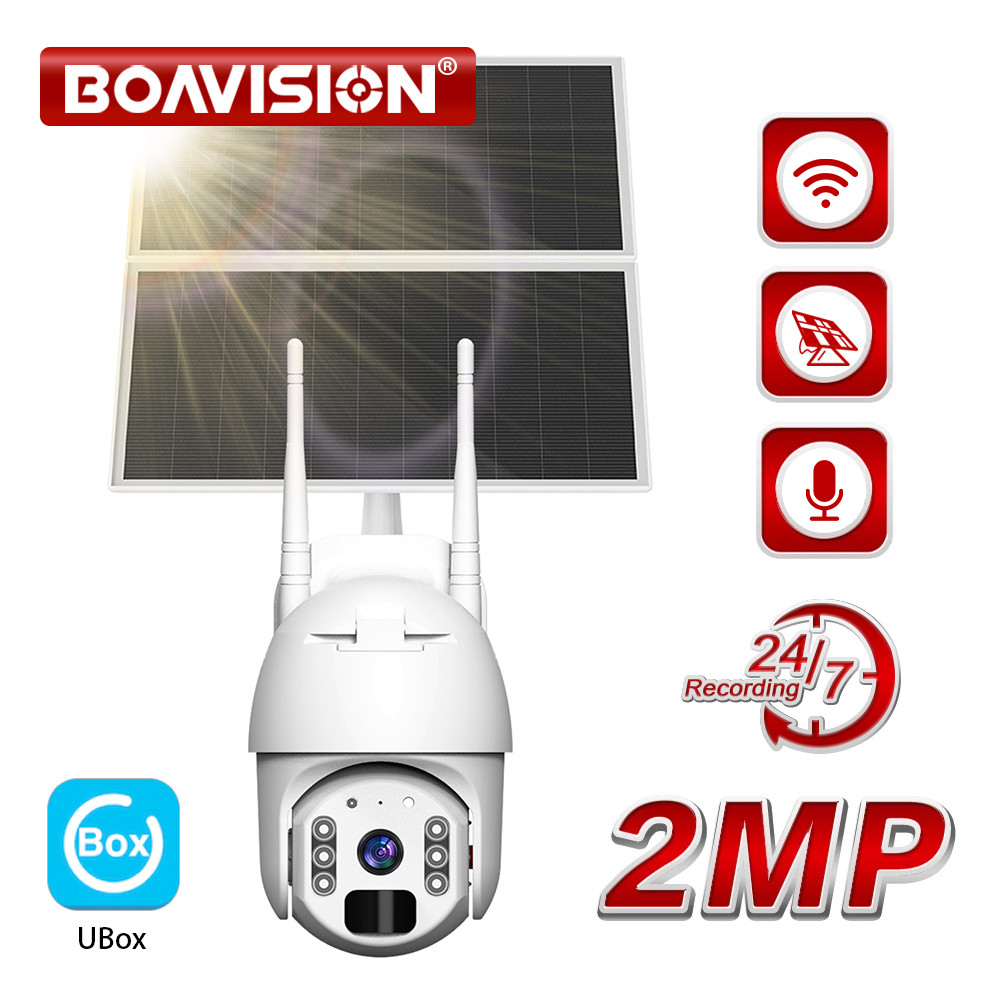 BOAVISION 2MP Outdoor WIFI Wireless 4G Solar Panel Powered CCTV