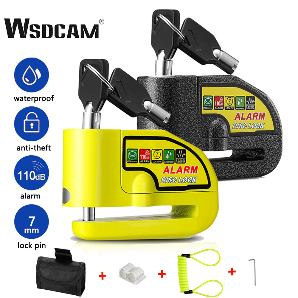 Wsdcam Disc Lock Alarm 110db Anti-Theft Motorcycle Alarm Padlock