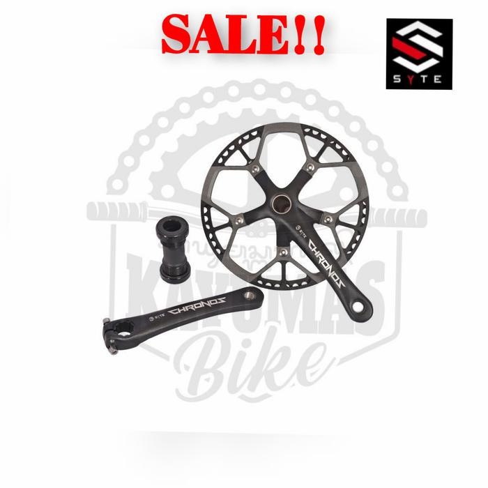 CRANK SET SYTE CHRONOS 56T HOLLOWTECH II HT2 FOLDING BIKE SEPEDA LIPAT