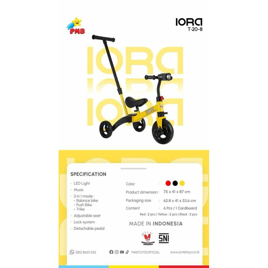 SEPEDA ANAK TRICYCLE PMB IORA T20-8