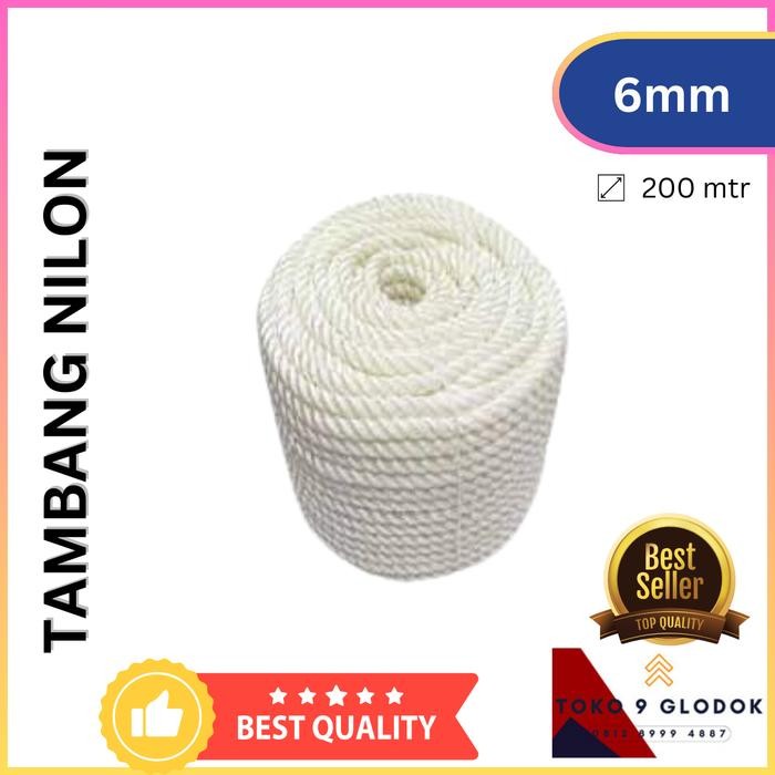 Tali Nilon 6mm 200 meter Tambang Nylon Rope 6mm PP Multifilament Tali Tambang