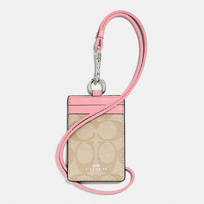 

Coachh gantungan ID Holder Card Lanyard Original - Pink Beige dw